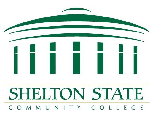 Picture of Shelton State Community College logo. It&apos;s a logo sketch of their school building and it says:
                SHELTON STATE
C O M M U N I T Y     C O L L E G E